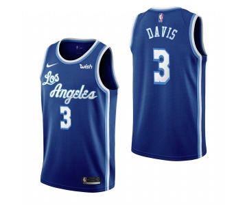 Los Angeles Lakers #3 Anthony Davis Blue 2019-20 Classic Edition Stitched NBA Jersey