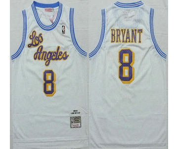 Los Angeles Lakers #8 Kobe Bryant 1996-97 White Hardwood Classics Soul Swingman Throwback Jersey