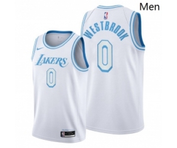 Men Lakers Russell Westbrook 2021 trade white city edition jersey