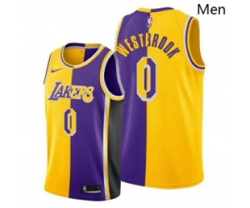 Men Lakers Russell Westbrookgold purple split edition jersey