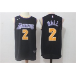 Men's 2017 Draft Los Angeles Lakers #2 Lonzo Ball Black 2017-2018 Nike Swingman Stitched NBA Jersey