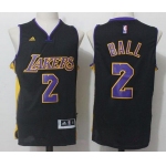 Men's 2017 Draft Los Angeles Lakers #2 Lonzo Ball Black Stitched NBA adidas Revolution 30 Swingman Jersey