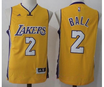 Men's 2017 Draft Los Angeles Lakers #2 Lonzo Ball Yellow Stitched NBA adidas Revolution 30 Swingman Jersey