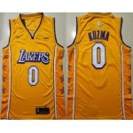 Men's Los Angeles Lakers #0 Kyle Kuzma Yellow 2020 Nike City Edition Swingman Jersey With The Sponsor Logo