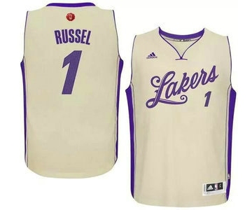 Men's Los Angeles Lakers #1 D'Angelo Russell Revolution 30 Swingman 2015 Christmas Day White Jersey