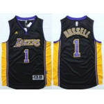 Men's Los Angeles Lakers #1 D'Angelo Russell Revolution 30 Swingman 2015 Draft New Black With Purple Jersey