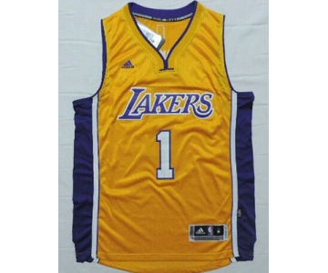 Men's Los Angeles Lakers #1 D'Angelo Russell Revolution 30 Swingman 2015 Draft New Yellow Jersey