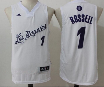 Men's Los Angeles Lakers #1 D'Angelo Russell adidas White 2016 Christmas Day Stitched NBA Swingman Jersey