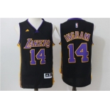 Men's Los Angeles Lakers #14 Brandon Ingram Black With Purple Revolution 30 Swingman Basketball Jersey