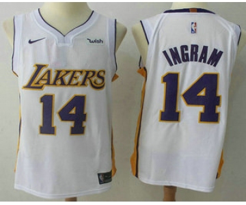 Men's Los Angeles Lakers #14 Brandon Ingram New White 2017-2018 Nike Swingman Wish Stitched NBA Jersey