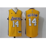 Men's Los Angeles Lakers #14 White Revolution Yellow 30 Swingman Basketball Jersey