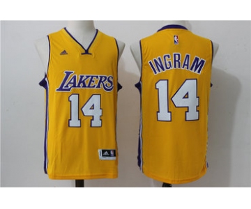 Men's Los Angeles Lakers #14 White Revolution Yellow 30 Swingman Basketball Jersey