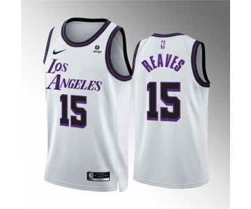 Men's Los Angeles Lakers #15 Austin Reaves White City Edition Stitched Basketball Jersey