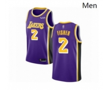 Mens Los Angeles Lakers 2 Derek Fisher Authentic Purple Basketball Jerseys Icon Edition