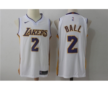 Men's Los Angeles Lakers #2 Lonzo Ball New White 2017-2018 Nike Swingman Stitched NBA Jersey