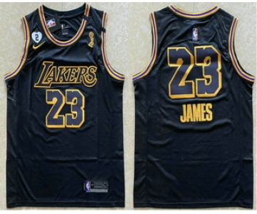 Men's Los Angeles Lakers #23 LeBron James Black NEW 2020 NBA Finals Champions Nike City Edition Wish and Heart Stitched Jersey