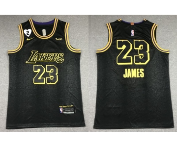 Men's Los Angeles Lakers #23 LeBron James Black NEW 2021 Nike City Edition Wish and Heart Stitched Jersey