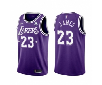 Men's Los Angeles Lakers #23 LeBron James Purple 2021-22 City Edition Stitched Jersey