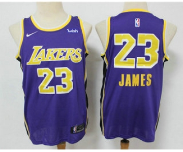 Men's Los Angeles Lakers #23 LeBron James Purple NEW 2021 Nike Wish Swingman Stitched NBA Jersey