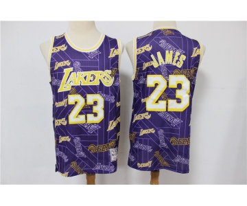 Men's Los Angeles Lakers #23 LeBron James Purple Tear Up Pack Mitchell & Ness Swingman Jeresy