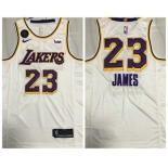 Men's Los Angeles Lakers #23 LeBron James White With KB Patch NEW 2021 Nike Wish AU Stitched NBA Jersey