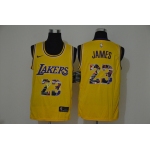 Men's Los Angeles Lakers #23 LeBron James Yellow Nike Swingman Stitched NBA Fashion Jersey