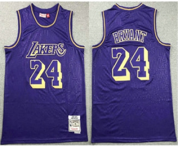 Men's Los Angeles Lakers #24 Kobe Bryant 1996-97 Purple Hardwood Classics Soul Swingman Throwback Jersey