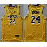 Men's Los Angeles Lakers #24 Kobe Bryant 75th Anniversary Diamond Gold 2021 Stitched Basketball Jersey