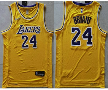 Men's Los Angeles Lakers #24 Kobe Bryant 75th Anniversary Diamond Gold 2021 Stitched Basketball Jersey