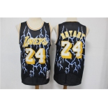 Men's Los Angeles Lakers #24 Kobe Bryant Black Lightning Hardwood Classics Soul Swingman Throwback Jersey