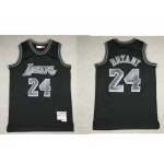 Men's Los Angeles Lakers #24 Kobe Bryant Black With Silver Hardwood Classics Soul Swingman Throwback Jersey