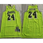 Men's Los Angeles Lakers #24 Kobe Bryant Green With Black Name Hardwood Classics Soul Swingman Throwback Jersey