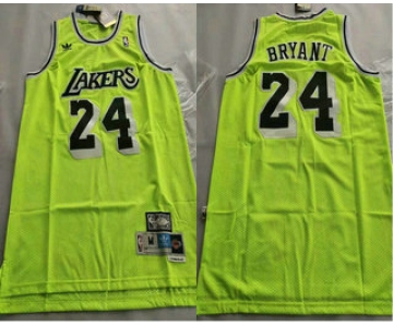 Men's Los Angeles Lakers #24 Kobe Bryant Green With Black Name Hardwood Classics Soul Swingman Throwback Jersey