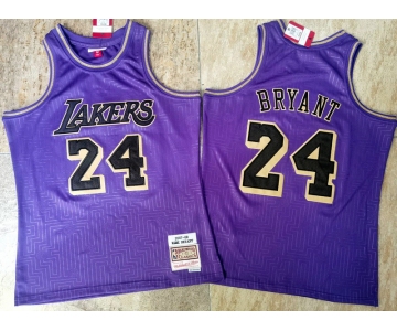 Men's Los Angeles Lakers #24 Kobe Bryant Purple 2007-08 Hardwood Classics Soul AU Throwback Jersey