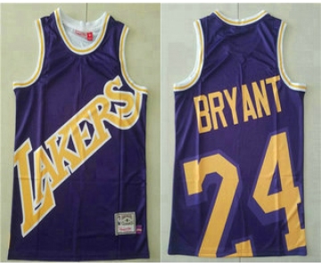 Men's Los Angeles Lakers #24 Kobe Bryant Purple Big Face Mitchell Ness Hardwood Classics Soul Swingman Throwback Jersey