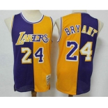 Men's Los Angeles Lakers #24 Kobe Bryant Purple Yellow Split Hardwood Classics Jersey