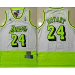 Men's Los Angeles Lakers #24 Kobe Bryant White Fluorescent Green Split Hardwood Classics Jersey