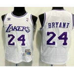 Men's Los Angeles Lakers #24 Kobe Bryant White Swingman Stitched NBA Throwback Jersey