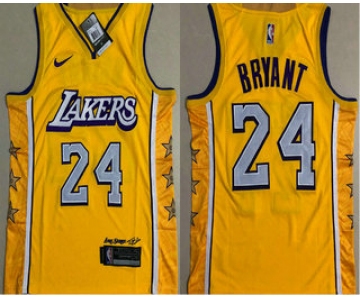 Men's Los Angeles Lakers #24 Kobe Bryant Yellow 2020 Nike City Edition AU ALL Stitched Jersey