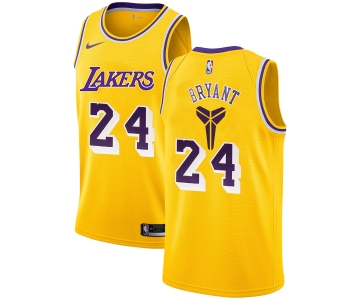 Men's Los Angeles Lakers #24 Kobe Bryant Yellow Nike Swingman Black Mamba Logo Swingman Jeresy