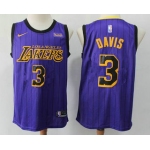 Men's Los Angeles Lakers #3 Anthony Davis 2019 Purple Stripe Nike Swingman Wish Stitched NBA Jersey