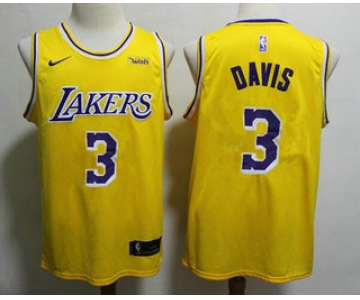 Men's Los Angeles Lakers #3 Anthony Davis 2019 Yellow Nike Swingman Wish Stitched NBA Jersey