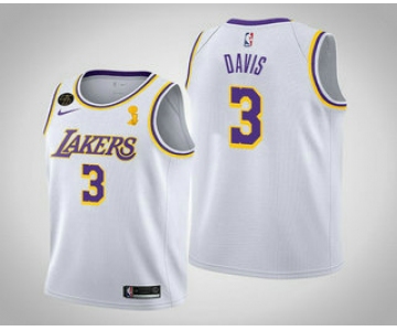 Men's Los Angeles Lakers #3 Anthony Davis 2020 NBA Finals Champions Association White Jersey