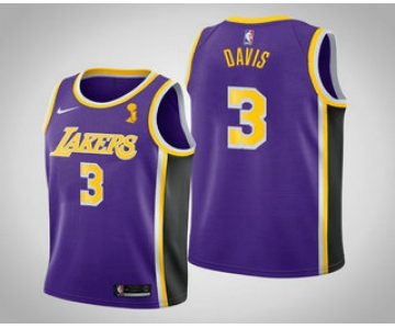 Men's Los Angeles Lakers #3 Anthony Davis 2020 NBA Finals Champions Statement Purple Jersey