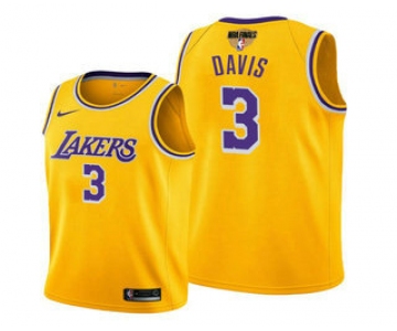 Men's Los Angeles Lakers #3 Anthony Davis 2020 Yellow Finals Stitched NBA Jersey