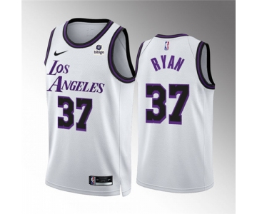 Men's Los Angeles Lakers #37 Matt Ryan White City Edition Stitched Basketball Jersey