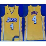 Men's Los Angeles Lakers #4 Alex Caruso Yellow 2020 Nike City Edition Swingman Jersey