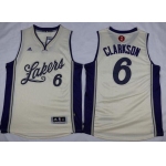 Men's Los Angeles Lakers #6 Jordan Clarkson Revolution 30 Swingman 2015 Christmas Day Cream Jersey