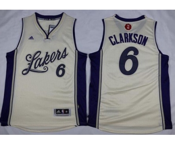 Men's Los Angeles Lakers #6 Jordan Clarkson Revolution 30 Swingman 2015 Christmas Day Cream Jersey