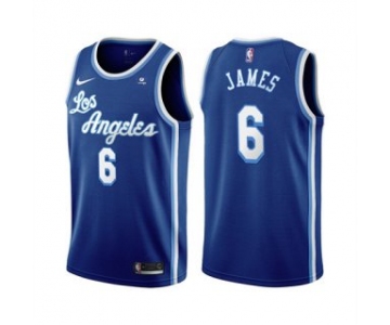 Men's Los Angeles Lakers #6 LeBron James Bibigo Blue Stitched Basketball Jersey